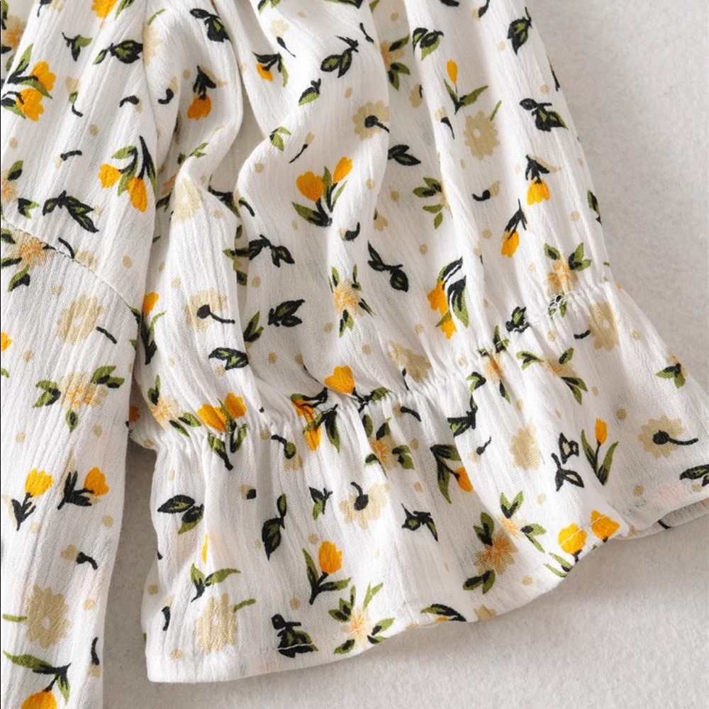 Boho Floral Gypsy Print 60’s Midi Dress Yellow - Picture 3 of 6